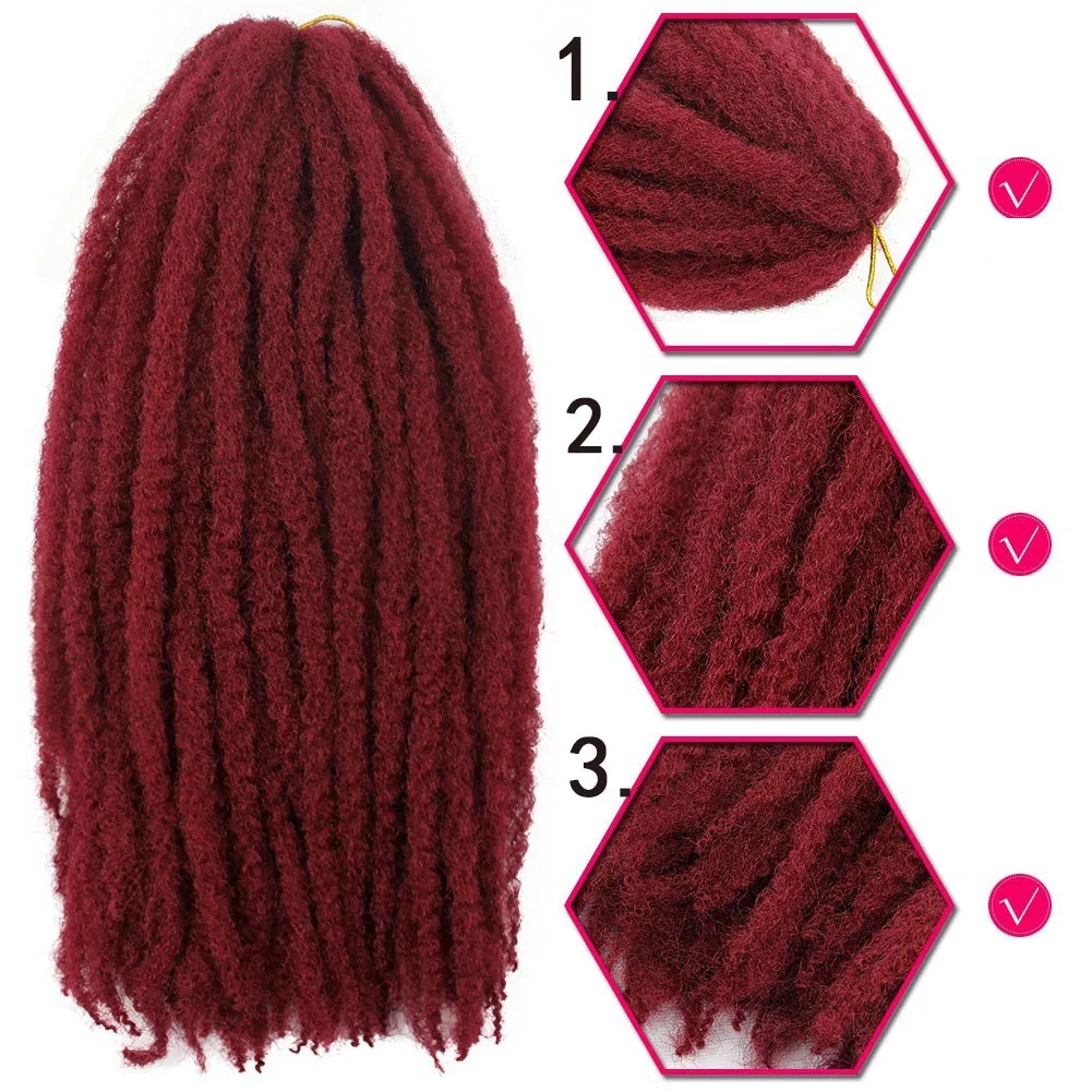 H&STAR 18Inch Kinky Premium Synthetic Marley Twist Braiding Hair Long Afro  Fiber  Hair Extensions  Marley Hair Crochet Braids