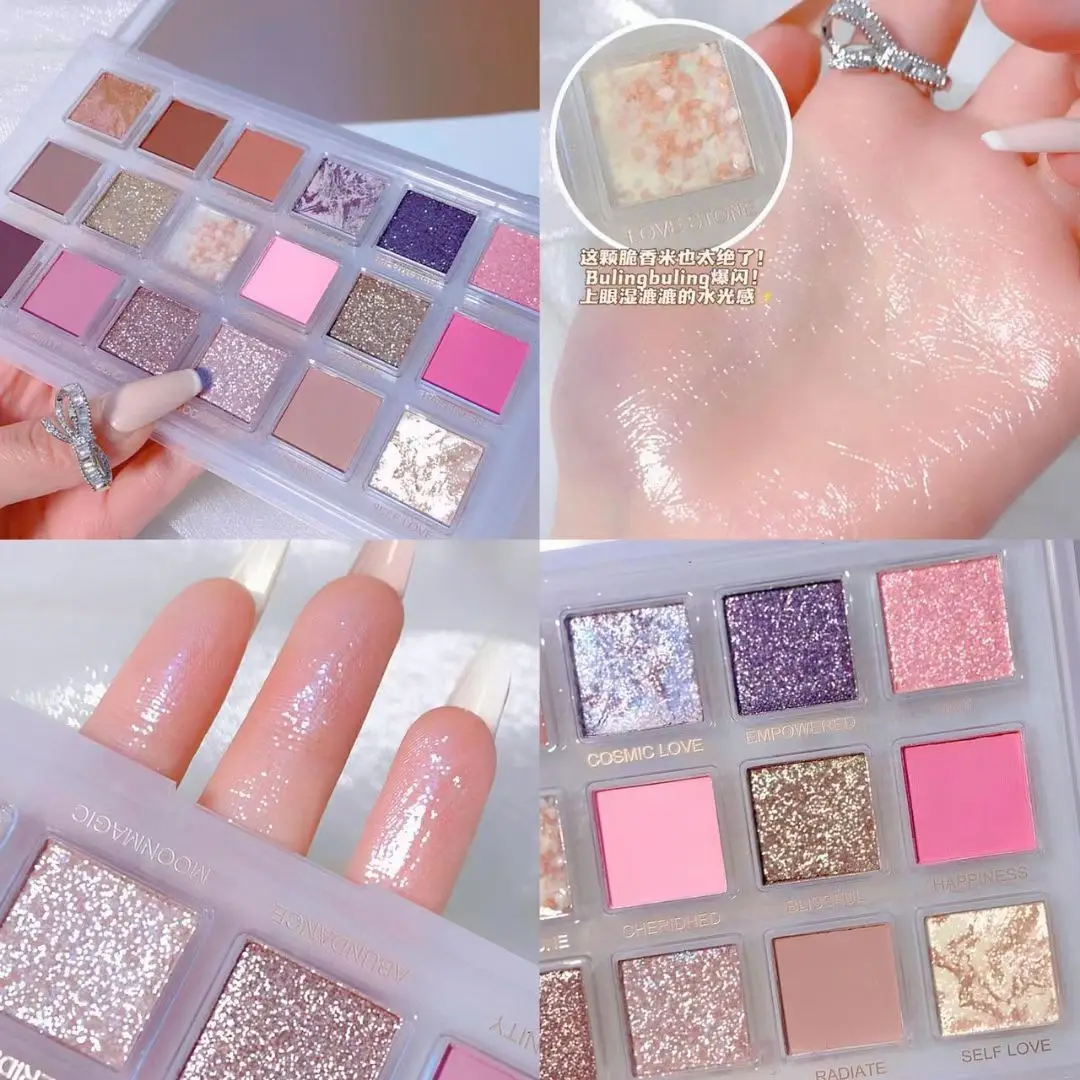 Hudamoji glitter lidschatten palette matte schimmer palette dauerhafte wasserdichte pigmentierte aufhellen augen make-up drops hipping kosmetik