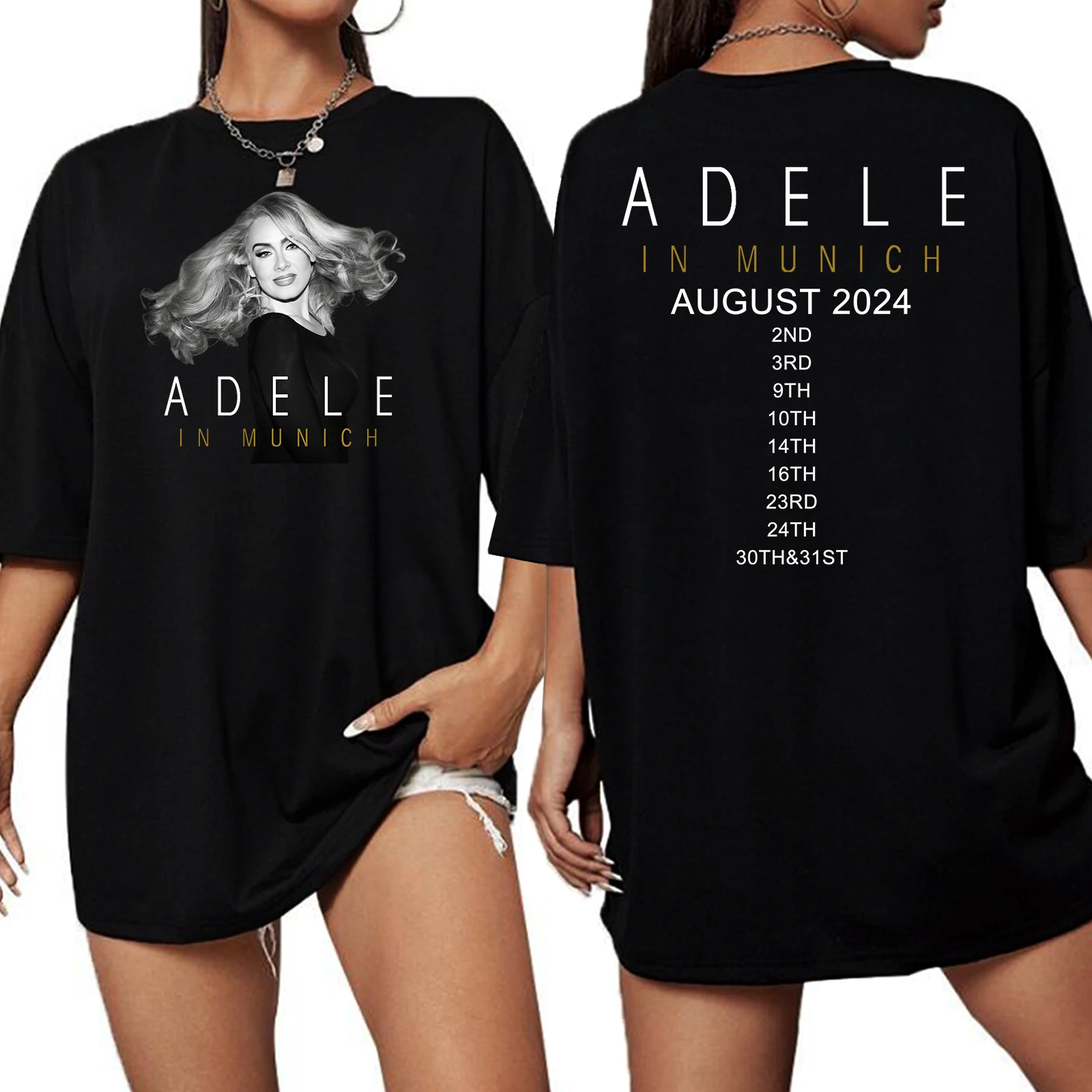 Adele a monaco Tour 2024 agosto t-shirt Extra Large o-collo manica corta moda camicie Oversize