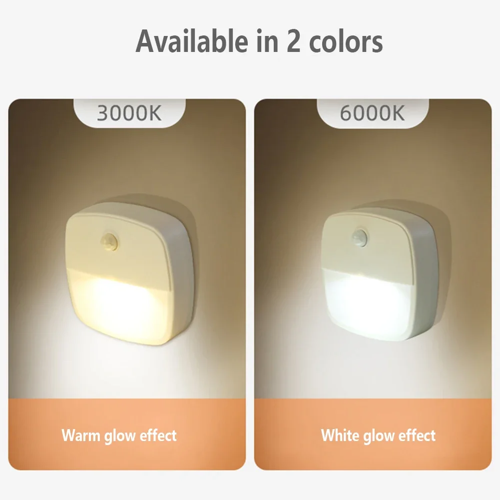 ไฟไฟ LED กลางคืนไร้สายเซ็นเซอร์ตรวจจับการเคลื่อนไหวไฟกลางคืนใช้พลังงานจากแบตเตอรี่สำหรับตู้เสื้อผ้าห้องน้ำชั้นใต้ดินห้องครัว0.3วัตต์