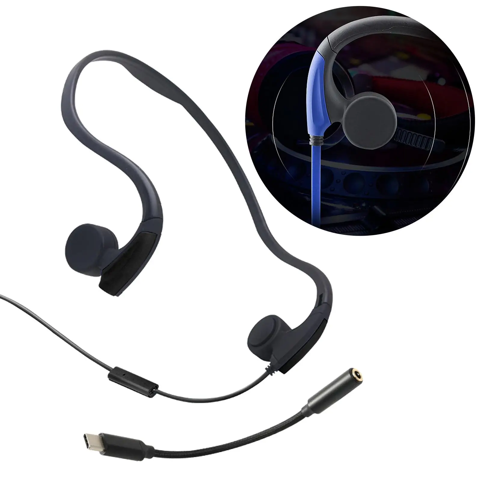 W/ Cable Conduction Headset Voice Control Neckband Conduction Headphones for Sport Driving PC Video