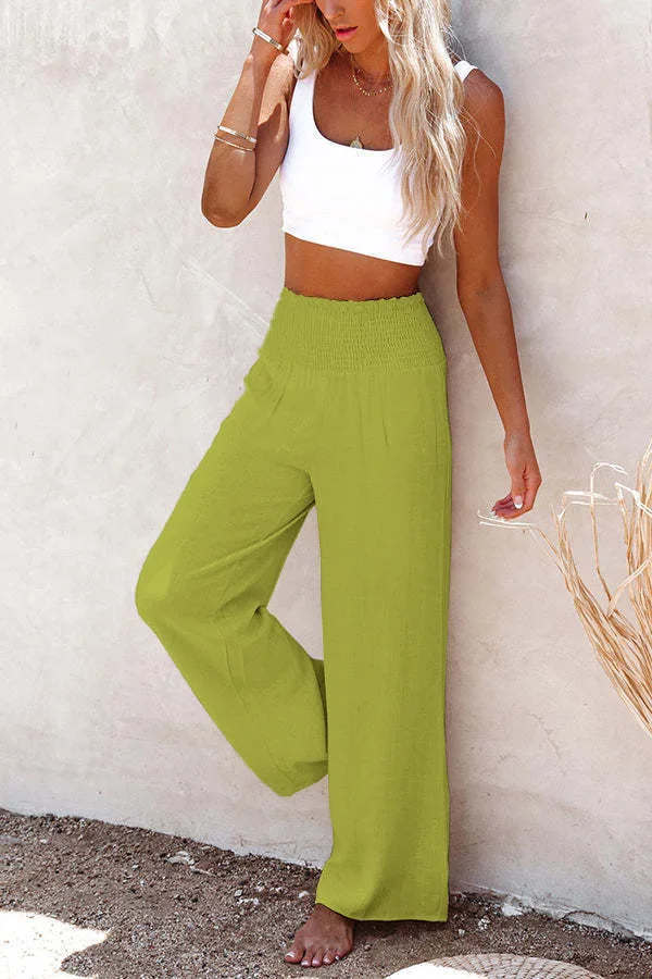 new Women Cotton Linen Loose Wide Leg Pants 2023 Spring Summer Office Lady Casual Solid Jogger Elastic Waist Oversized Trousers