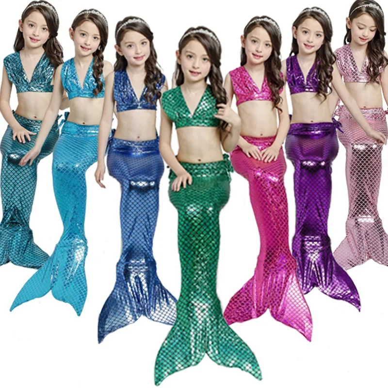 Mermaid 3pcs Set Girl Swimsuit Mermaid Tail Child Swimsuit Mermaid Costume  Girls Dress Cosplay Clothes Toddler Girl Clothes New