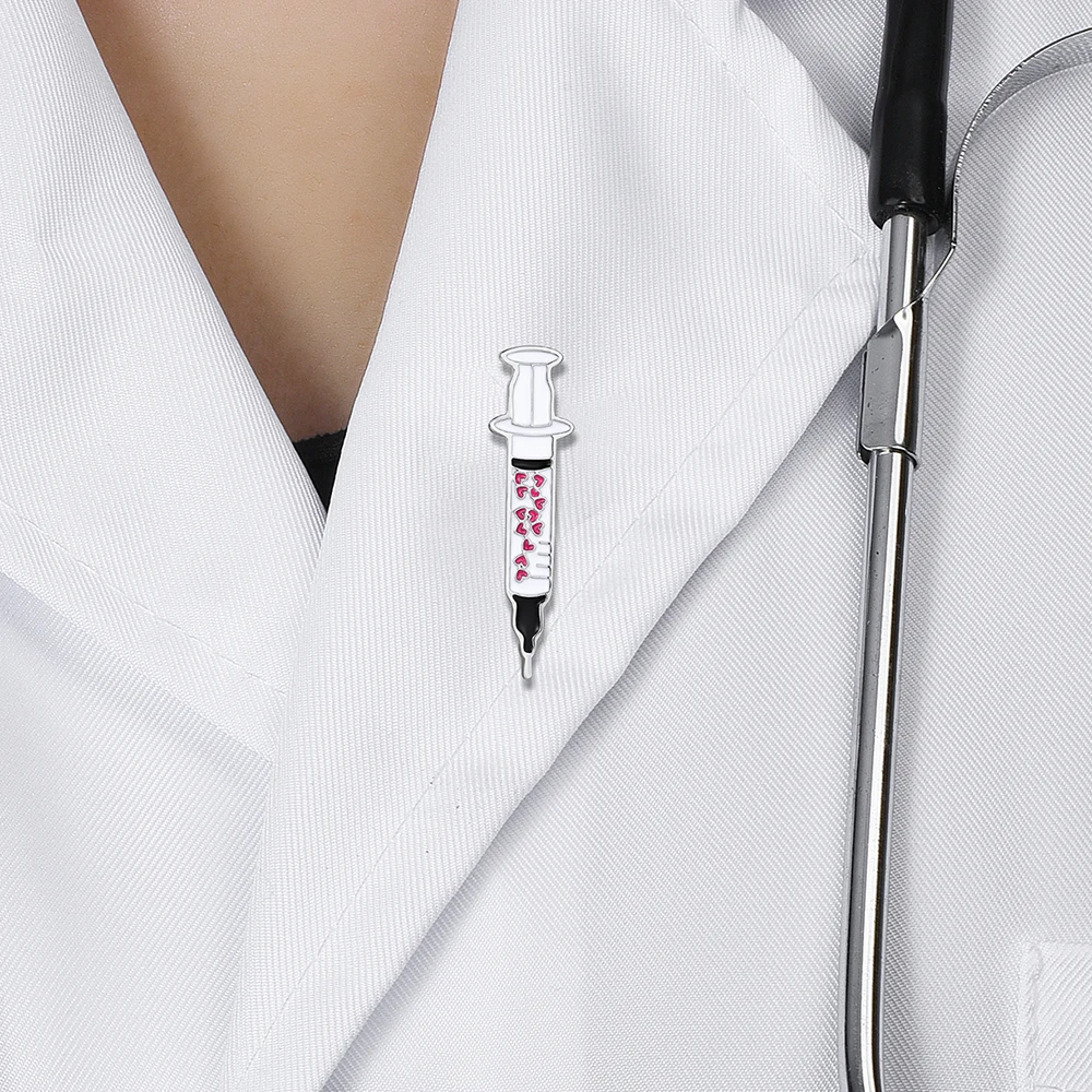 DCARZZ Medical Syringe Enamel Brooch Phlebotomist Injection Department Pin for Doctor Nurse Backpack Collar Lapel Badge