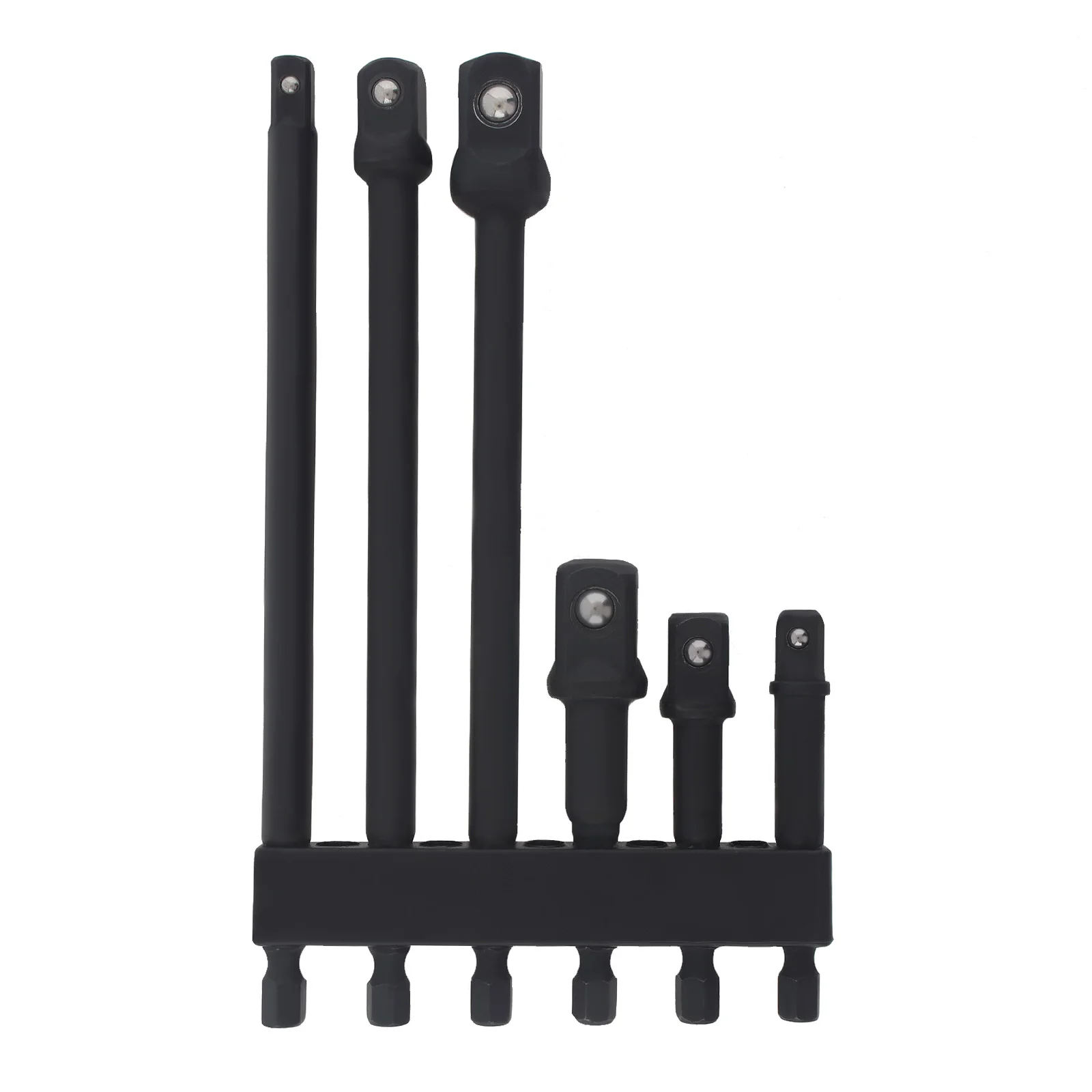 6pcs Impact Grade Socket Adapter Set 3 6 1/4 3/8 1/2 Inch Hex Shank Power Drill Socket Driver Adaptor High Torque Impact Wrench