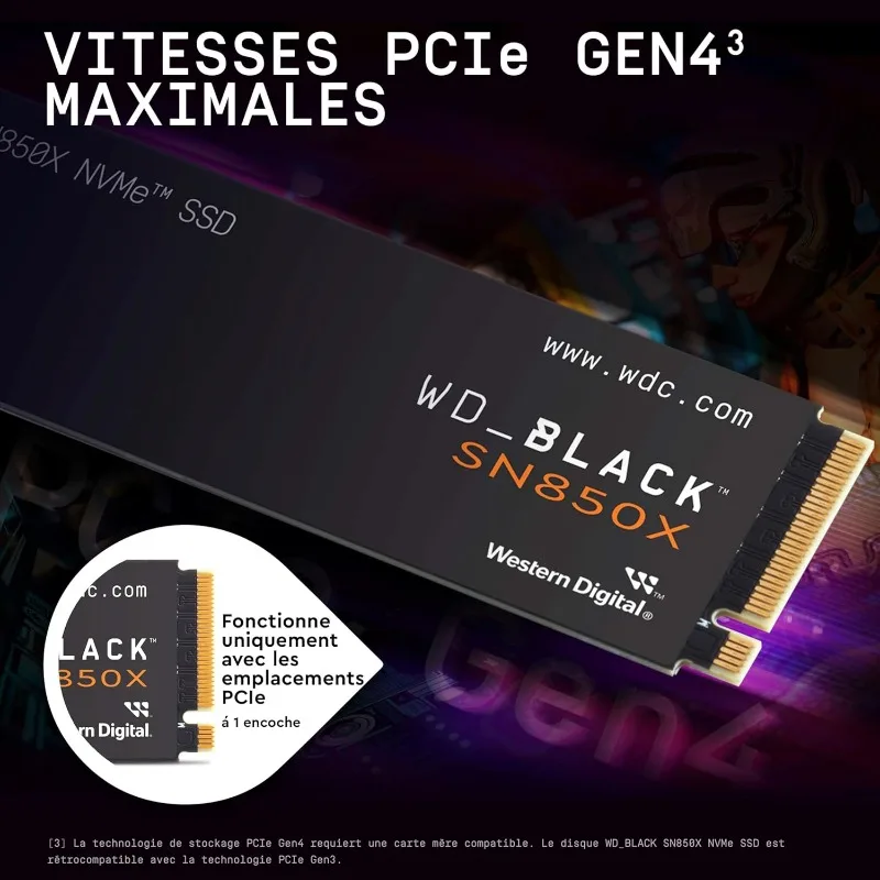 محرك الأقراص الصلبة SSD للألعاب الداخلي سعة 8 تيرابايت SN850X NVMe - Gen4 PCIe، M.2 2280، ما يصل إلى 7,200 ميجابايت/ثانية - WDS800T2X0E