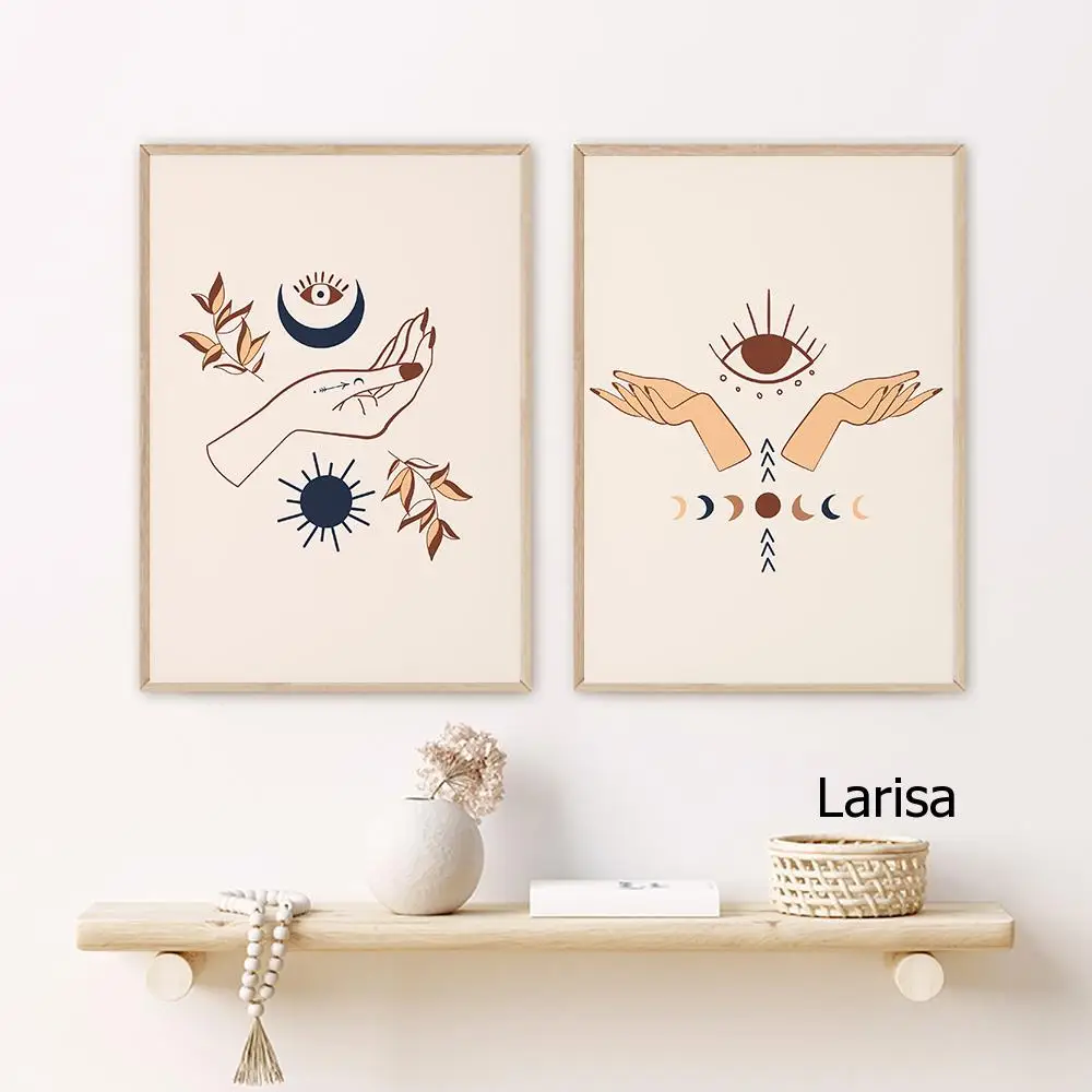 Bohemian Abstract Canvas Art Nordic Minimalist Wall Decor Frameless Boho Poster for Home Interior Design