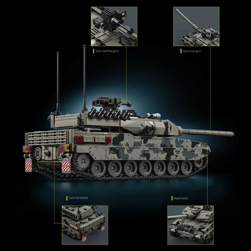 NEW Creative Army Military Soldiers SWAT Leopard 2A7 Main Battle Tank MOC Assemble Building Blocks Bricks Children's Toys Gifts