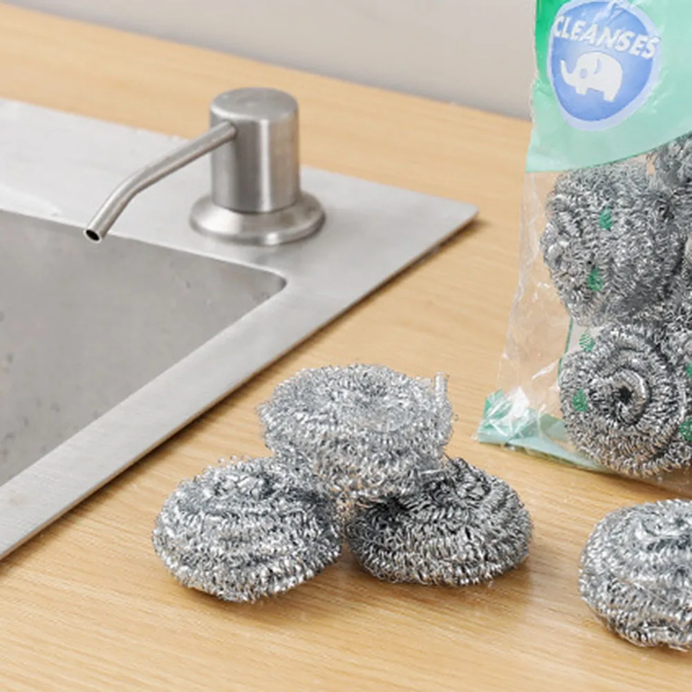 

4 Pcs Scourer Steel Wool Scrubber 4*3cm Metal Scrubber For Cleaning Cookwares, Bakewares Stainless Steel Scourers Sponges