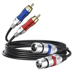 Dual Xlr 3-pin Female To Dual Rca Male Audio Cable Dual Xlr To Dual Rca Plug Patch Cord Connector Speaker Wire