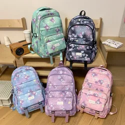 Jacquard Print Large Capacity Middle and High School Students Backpack Popular Cute Light Schoolbag Sanrio Kuromi Oxford Cloth