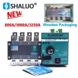 Aisikai ATS 4P 1000A 800A Diesel Generator Dual Power Automatic Transfer Switch Auto Manual Control Board Circuit Breaker 1250A
