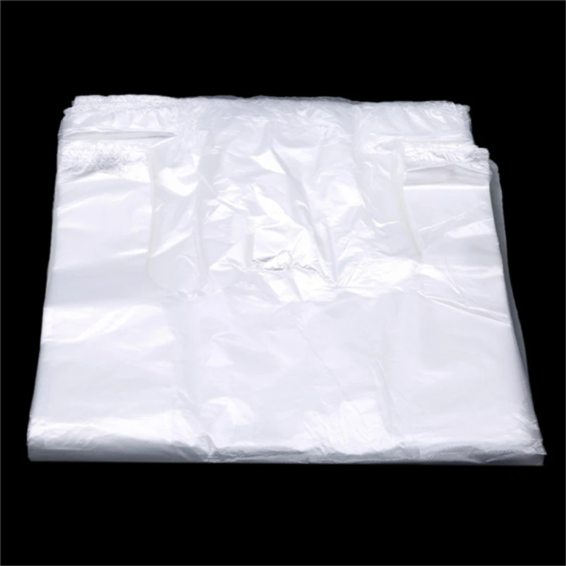 100Pcs Portable Transparent Bags Supermarket Plastic Bags With Handle Shopping Bag Food Packaging Bag 15-26cm/20-30cm/24-37cm