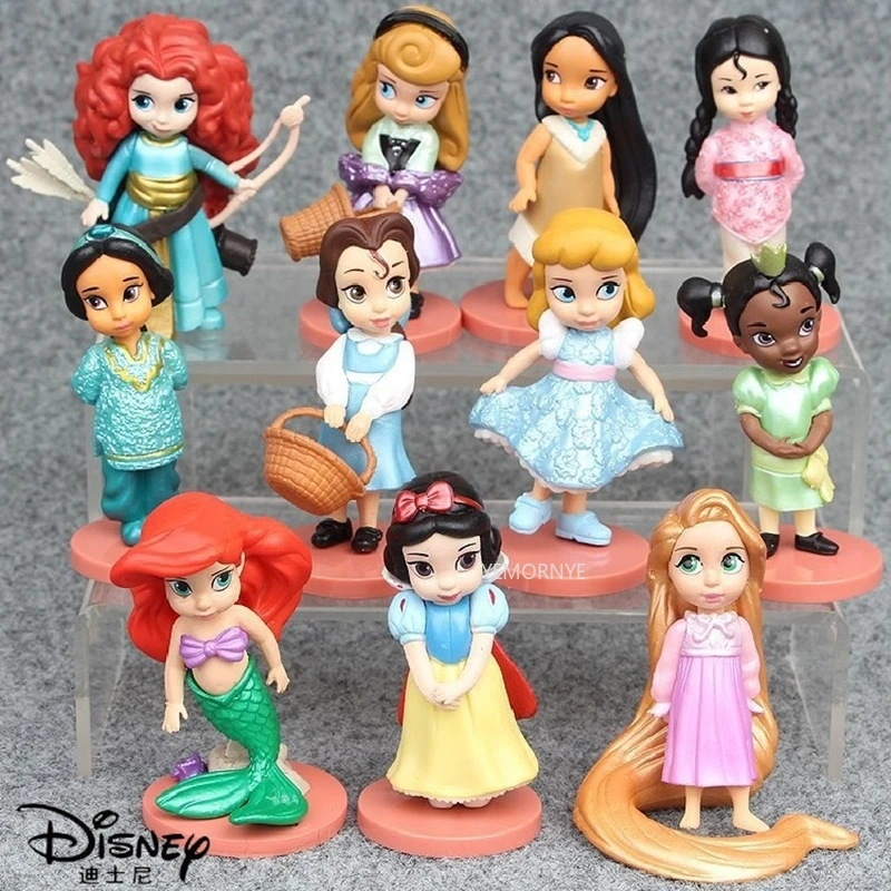 20 Models Disney Princess Action Figures Rapunzel Snow Cinderella White Snow Fairy Rapunzel Dolls Decoration Children Gift Toys