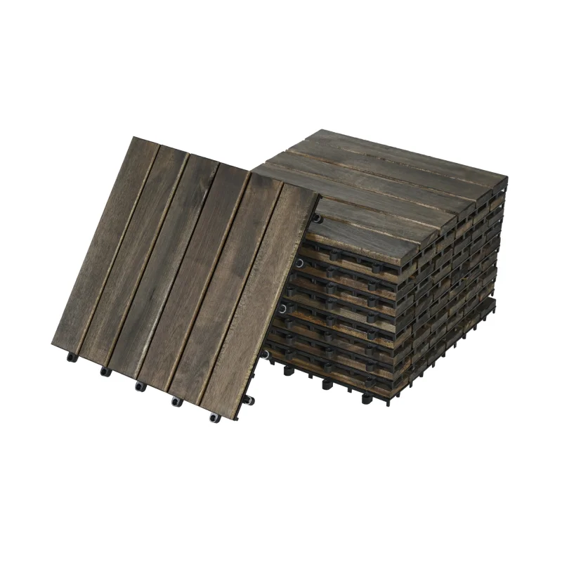 30 PCS Interlocking Deck Tiles Striped Pattern, 12
