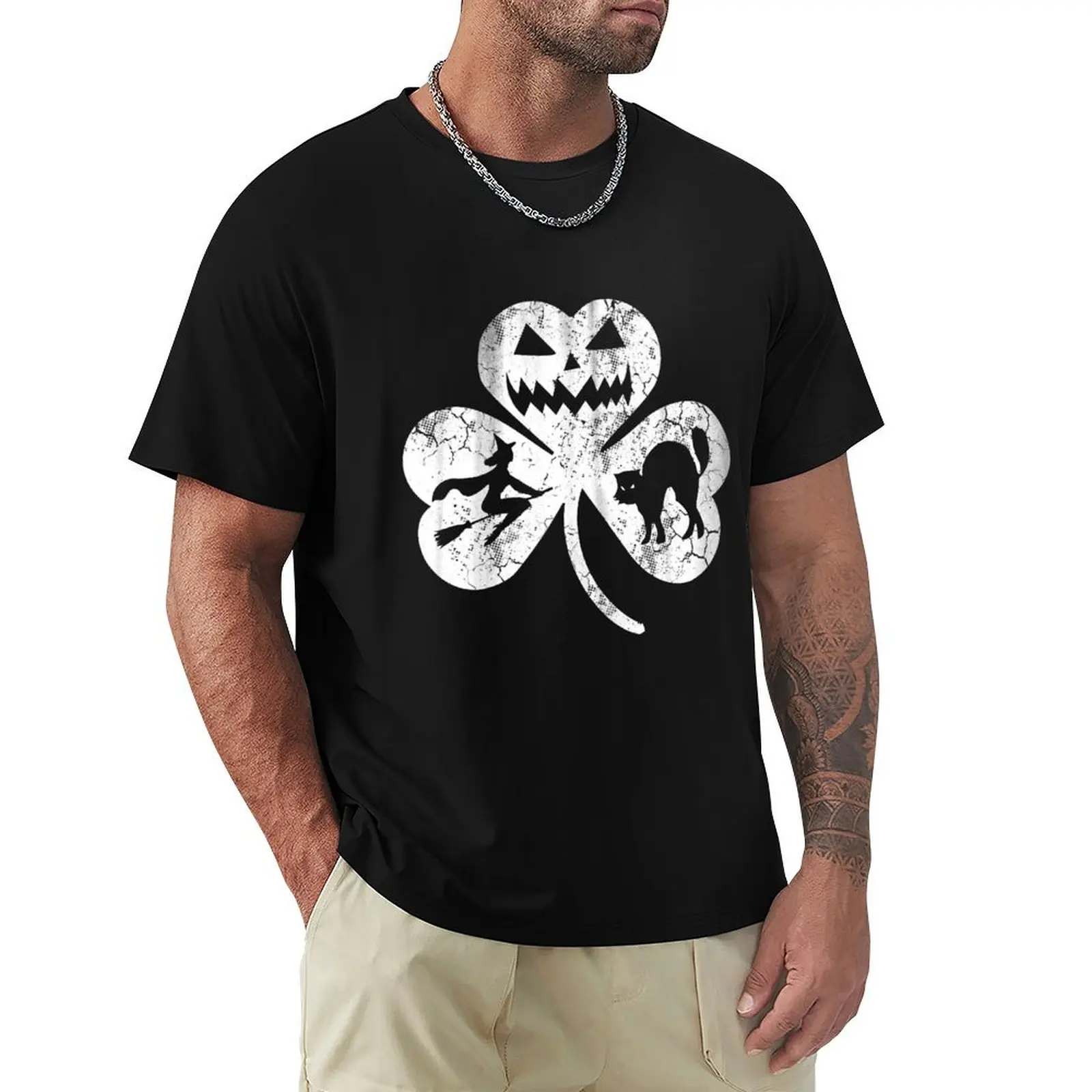 

Irish Shamrock Witch Halloween T-Shirt essential t shirt summer shirt quick-drying sports fans men clothing