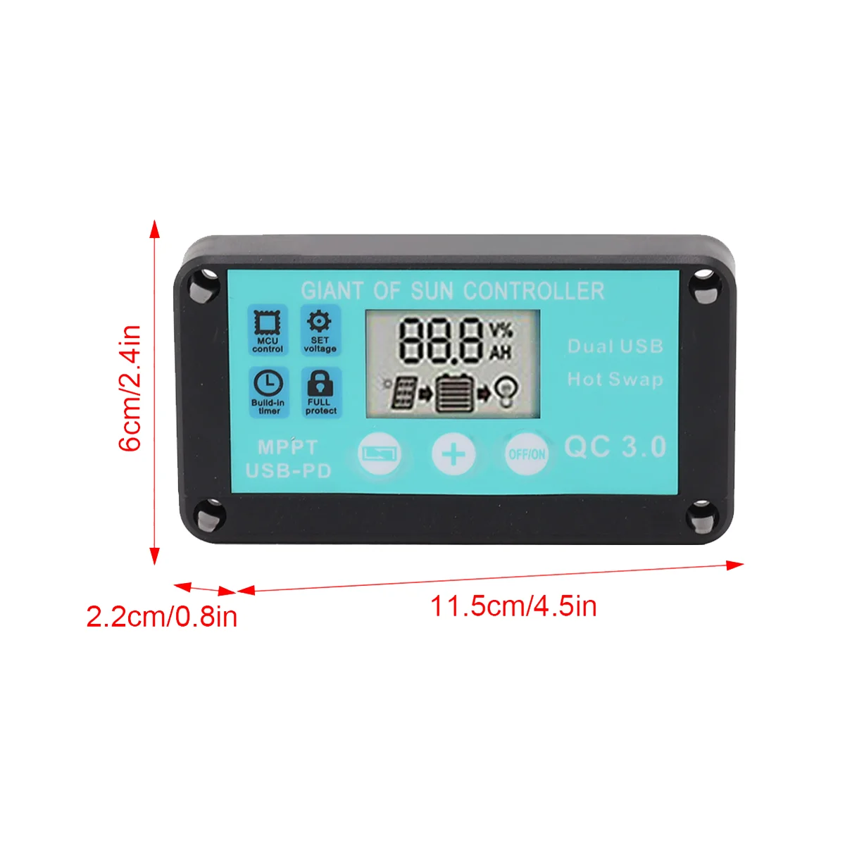 MPPT Solar Charge Controller Multiple Protection Solar Solar QC3.0 Controller with LCD Screen(10A)