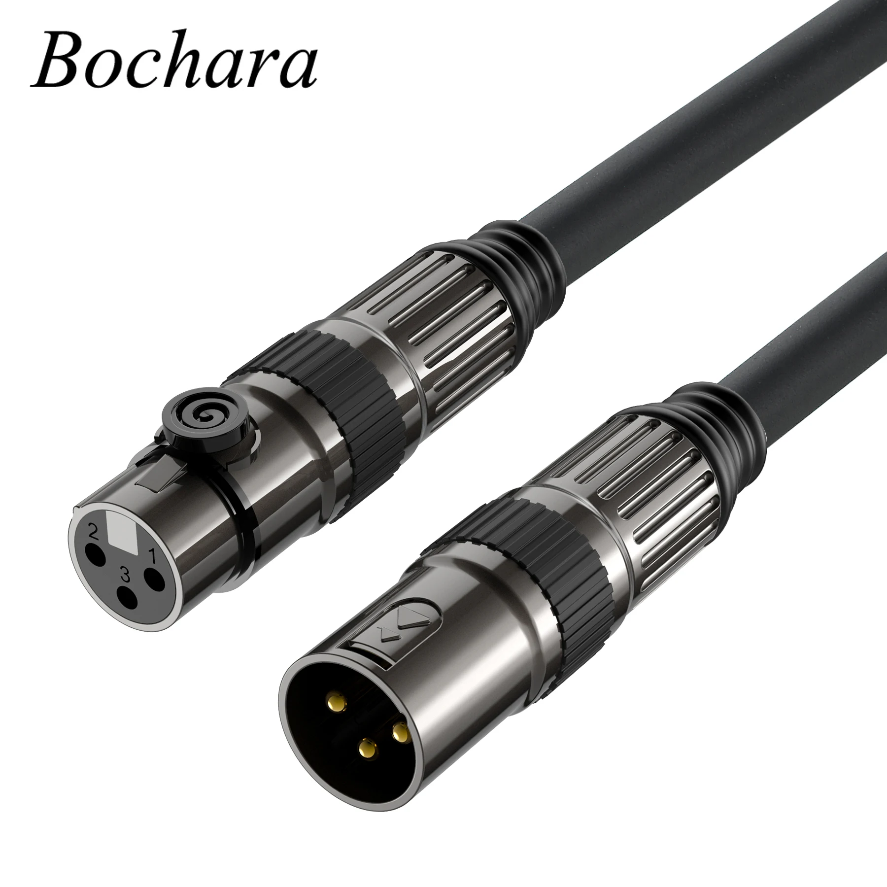 Bochara pozłacany przedłużacz XLR męski na żeński 3Pin OFC kabel audio folia + pleciony ekranowany do mikrofonu wzmacniacz miksujący