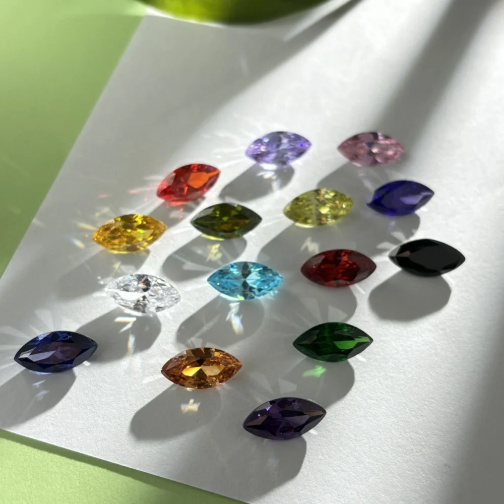 1.5x3~10x20mm AAAAA Marquise Shape Golden Yellow, Voilet, Olive, Purple, Black, Pink Cubic Zirconia Stone Loose cz kamienie szlachetne