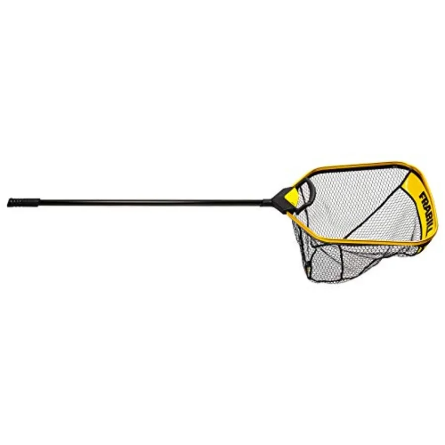 

Fishing net for trophy haul applications, made of durable nylon, black and gold color scheme, UV-resistant and abrasion-proof