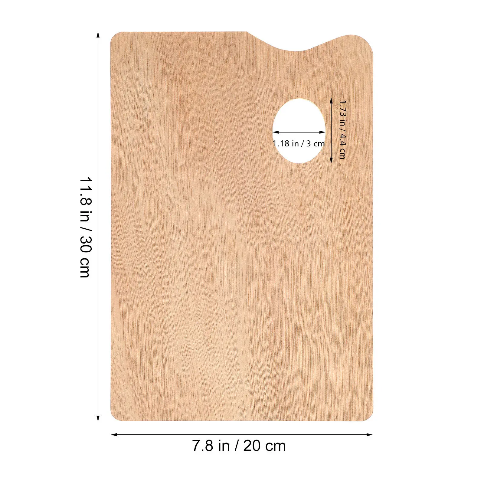 Classic Wood Painting Palette 20x30cm Sturdy Solid Wood Oil-Coated Surface Comfort Grip Thumb Hole Smooth Non-Slip Surface Art