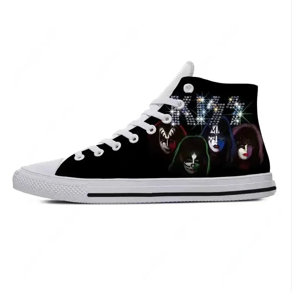 Heavy Metal Rock Band Music Singer Kiss Fashion Casual Cloth Shoes High Top Lightweight Breathable 3D Print Men Women Sneakers