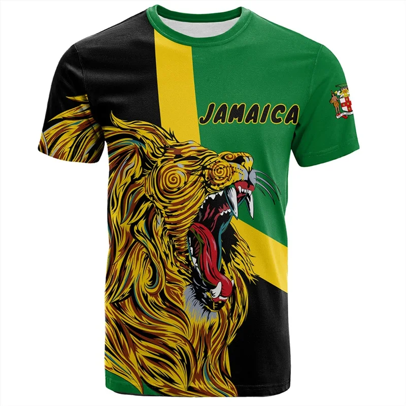 Jamaica National Flag Graphic T Shirt For Men Clothing Jamaican Pride Short Sleeve T-Shirt Tops Mens Tee Shirts Streetwear