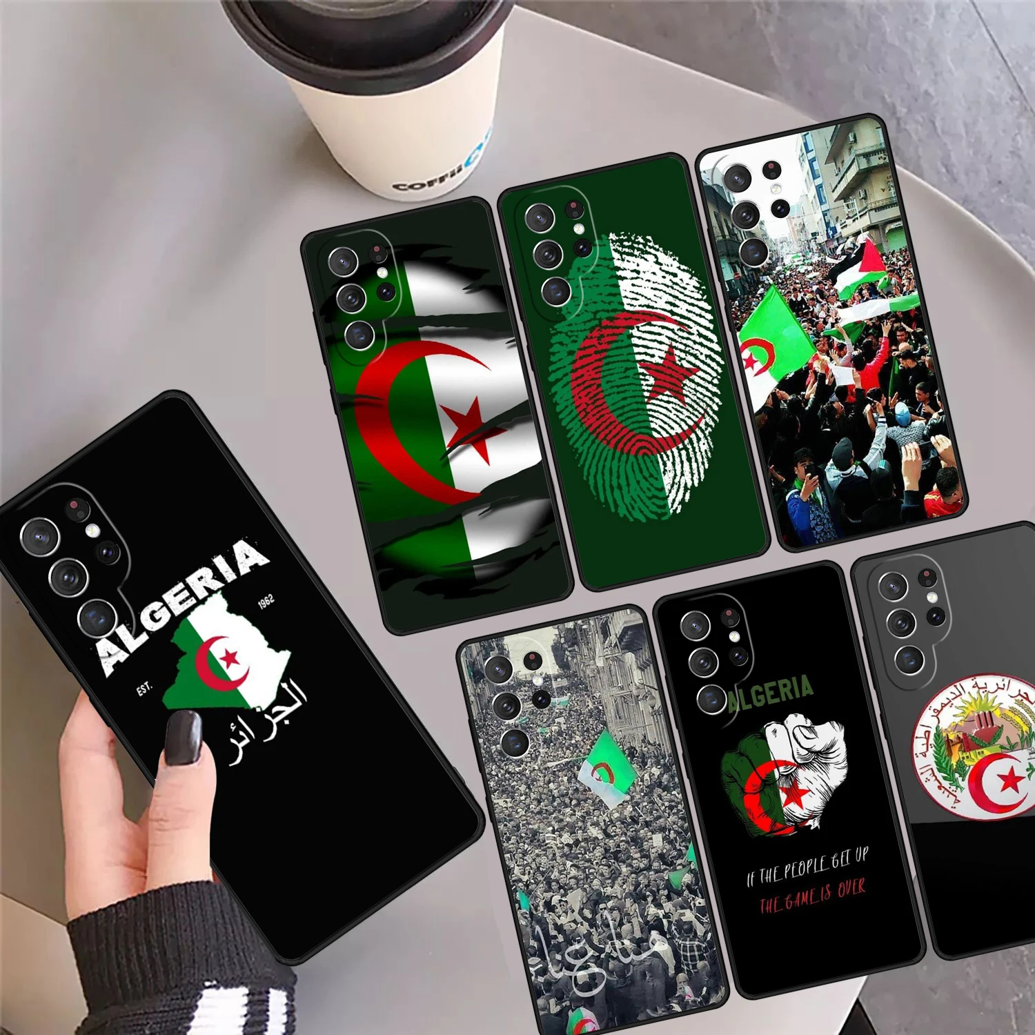 Algerian Emblem Algeria Flag Phone Case Cover For Samsung Galaxy S24 Ultra 23 S22 Plus S21 FE S20 S8 S9 S10 Note 10 Pro Note 20