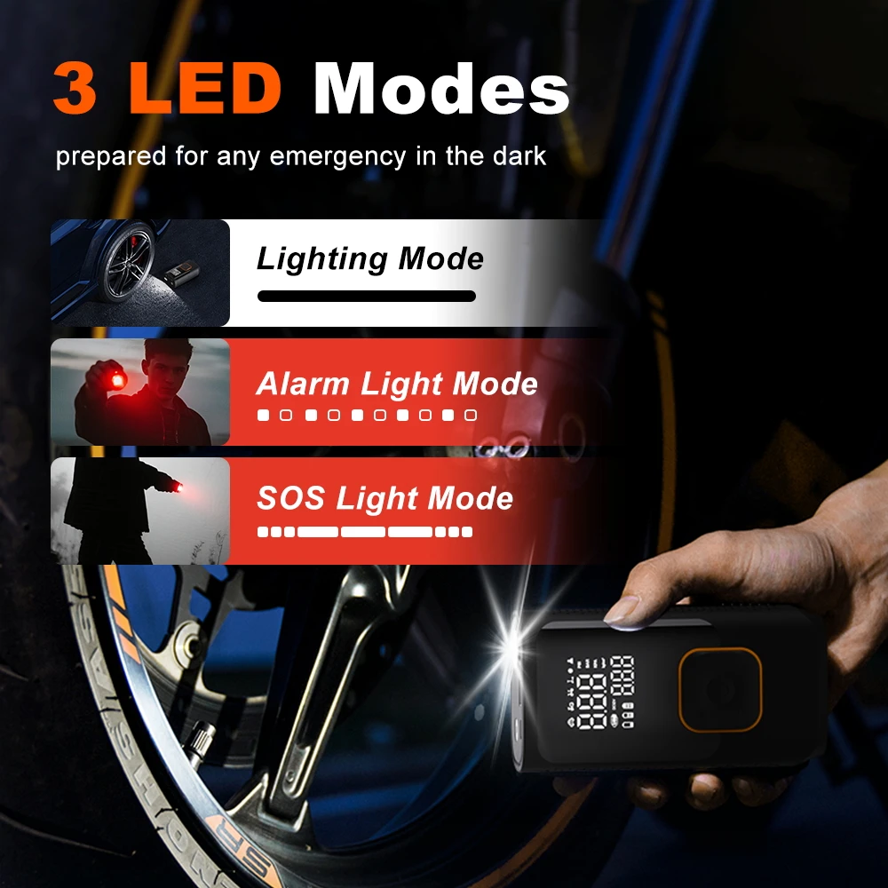 

Накачиватель шин, портативный автомобильный воздушный компрессор, воздушный насос 150PSI, беспроводной электрический надувной насос для автомобиля, мотоцикла, мяч, велосипедный насос