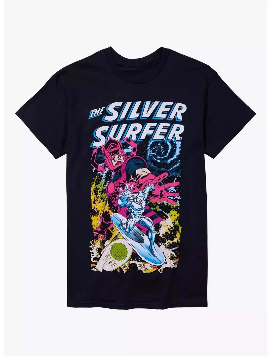 Marvel genuino 2026 nueva Marvel Fantastic Four Silver Surfer estampado cómico de talla grande para hombre Camiseta holgada de manga corta con cuello redondo