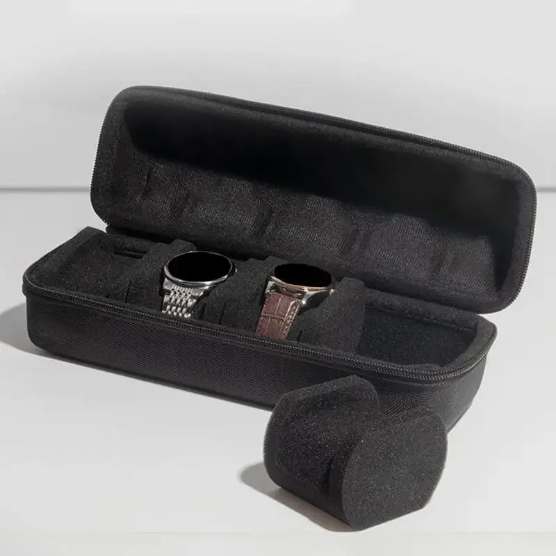 Scatola porta orologi da viaggio unica con cerniera per donna uomo Custodia per orologio da trasporto portatile nera per organizzatore di orologi da polso Smartwatch