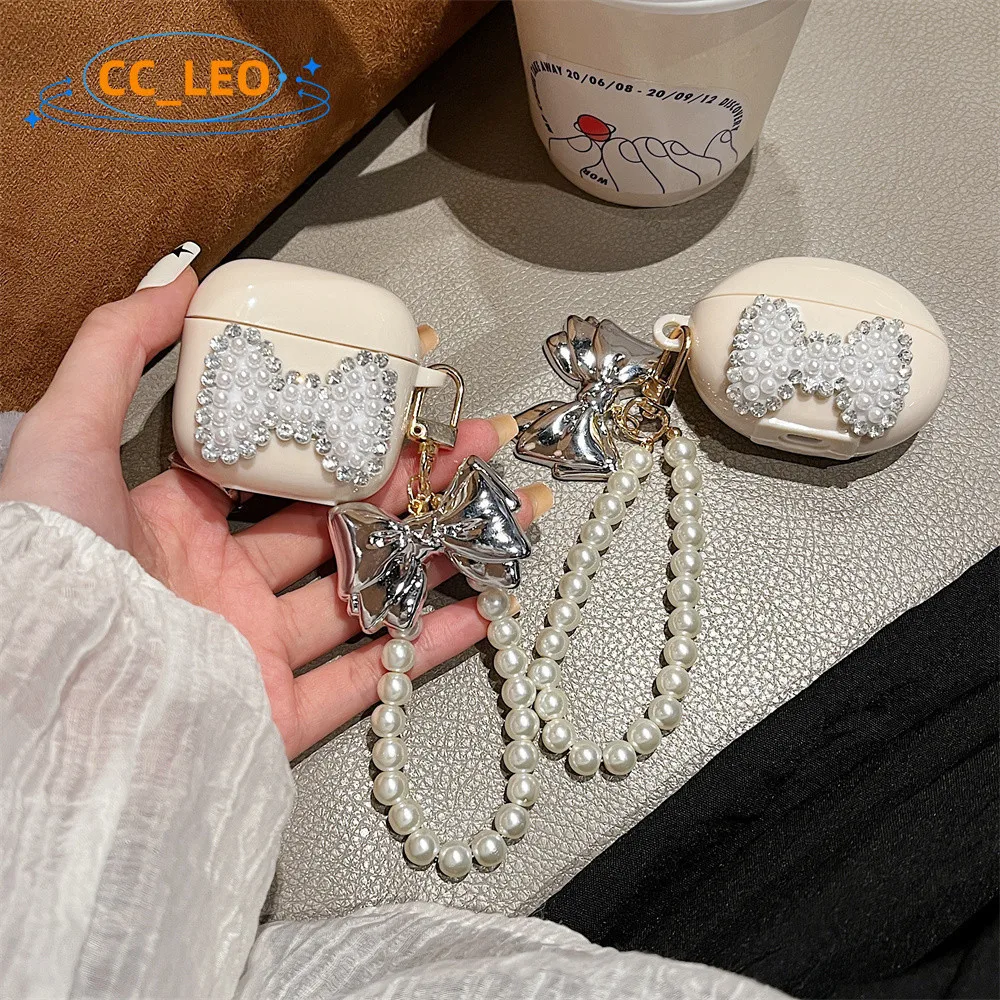 For Huawei FreeBuds SE2 Case Creative Bow Tie Keychain Pendant HuaWei FreeBuds 5i Shockproof Case Cartoon Protective Cover