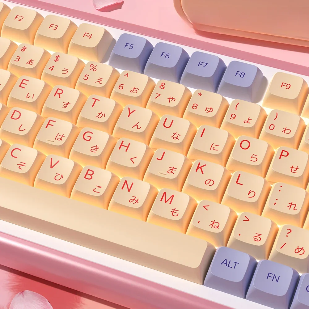 Keycap Korean Russian French English 136Keys Xda Pbt Keycaps Marshmallow Theme Keycaps Light Yellow Purple Contrast Keycaps