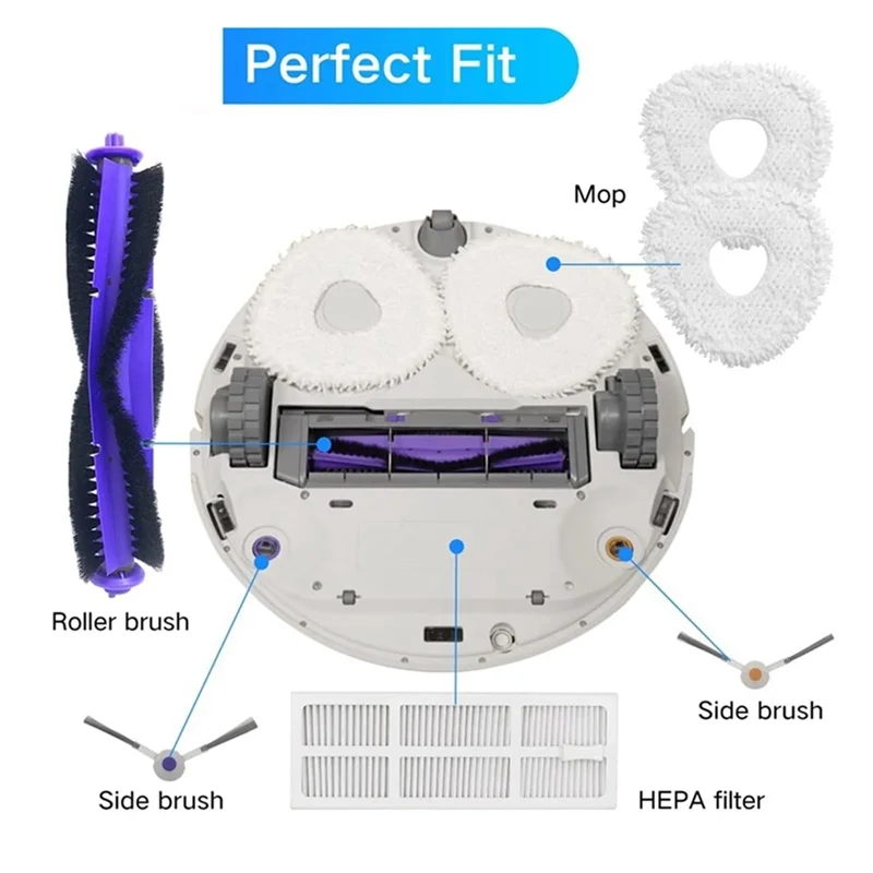 B69C فرشاة جانبية للفرشاة الرئيسية فلتر HEPA لمجموعة ملحقات قطع غيار المكنسة الكهربائية Narwal Freo J3 #4