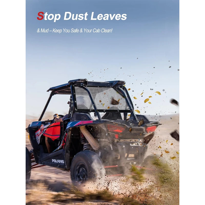 

Rear Window Mesh Net - Dust-Proof & UV50+ Sunshade Easy Install Ball Bungee for RZR 570 800 900 1000 XP Turbo 2 Seater 2015-2024