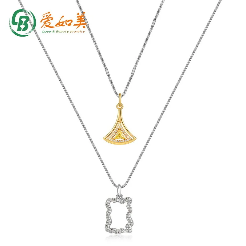 

Autumn New Fashionable Ginkgo Leaf Necklace 18K Gold PT950 Platinum Silver Plated 7-Layer Gold Necklace Premium