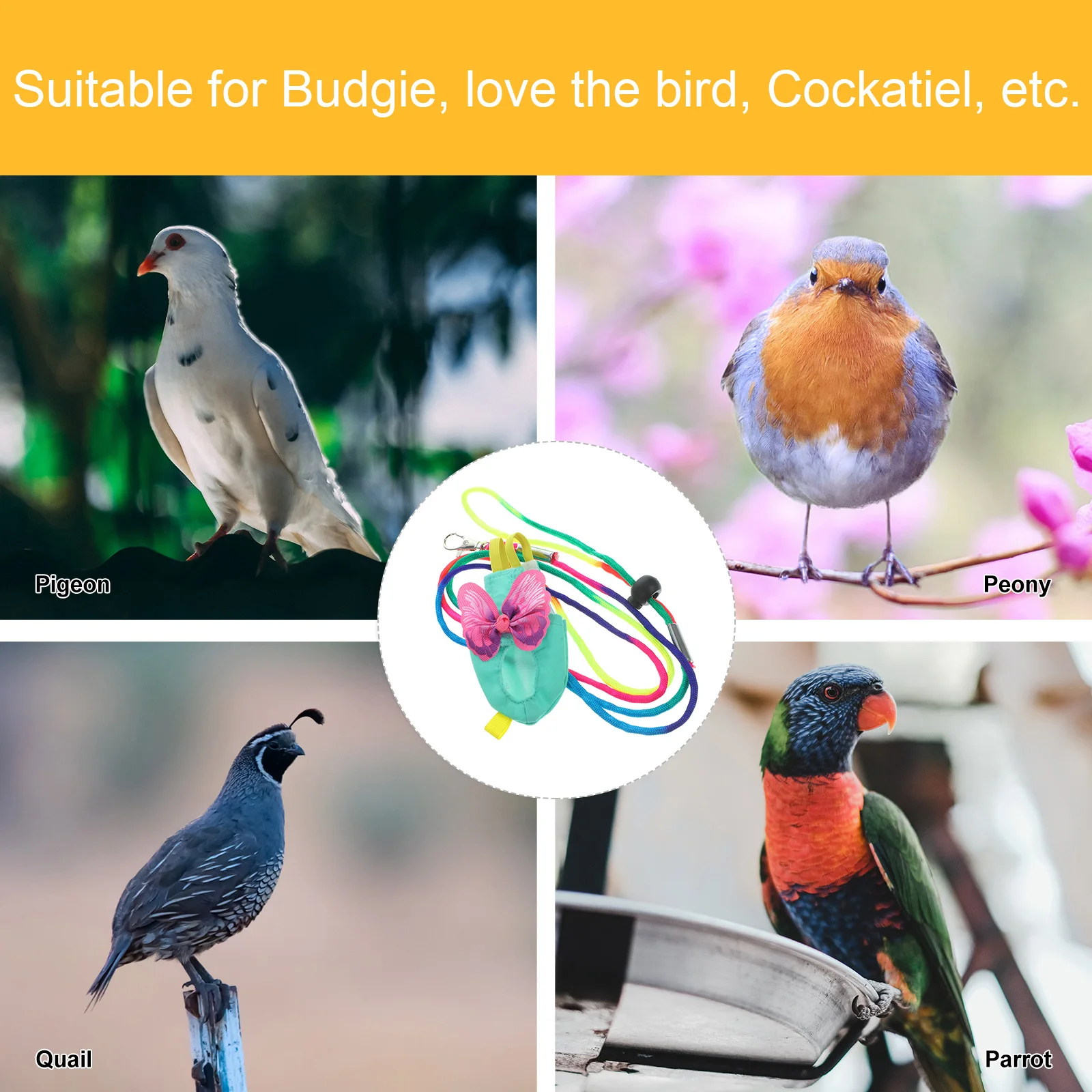 

Birds Parrot Flying Suit Clothes for Parrots Supplies Vest Pet Dress Flight Strap Parakeet Diaper