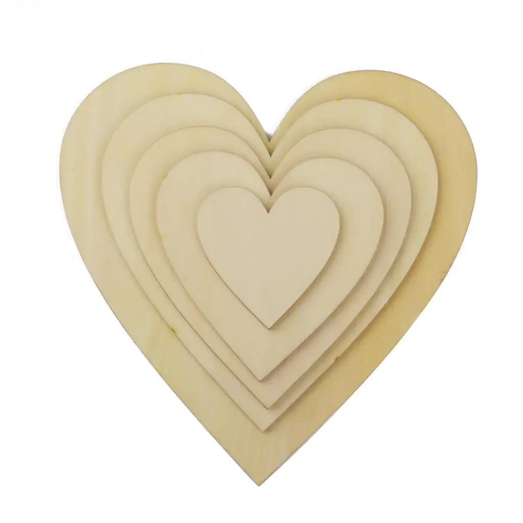 4-6pack Wooden Blank Heart Embellishments for DIY Crafts 50 x 3mm 25pcs