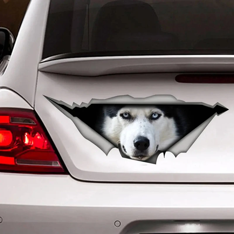 Pegatina autoadhesiva para coche, cabeza de Husky, perro, mascota, Animal, decoración impermeable para coche en parachoques, ventana trasera, portátil
