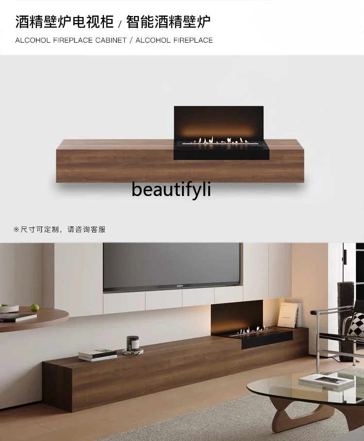 Alcohol Fireplace Decorative Cabinet Real Flame Heater Household Embedded TV Cabinet Background Wall