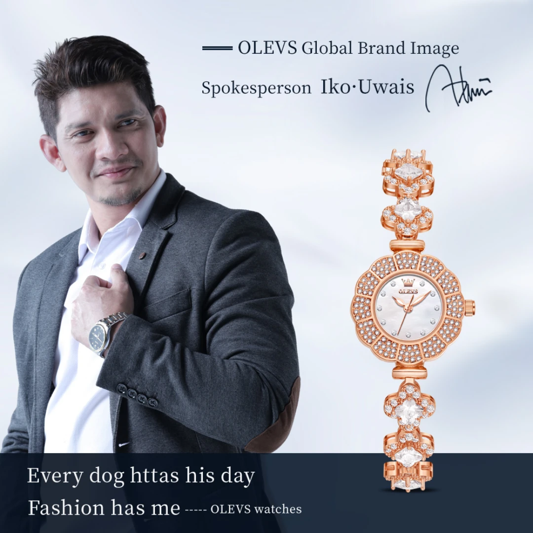 OLEVS 9813 Quartz Fashion Watch Gift Stainless Steel Watchband Round-dial Wristwatch Luminous