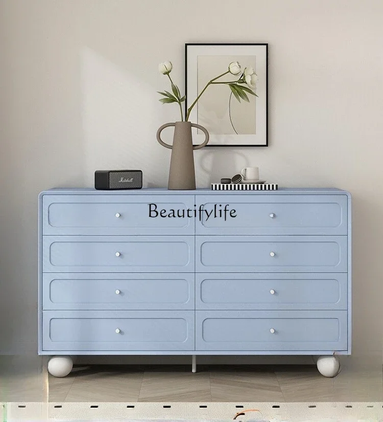 

44Premium minimalist modern bedroom blue retro cabinet multi-function customizable