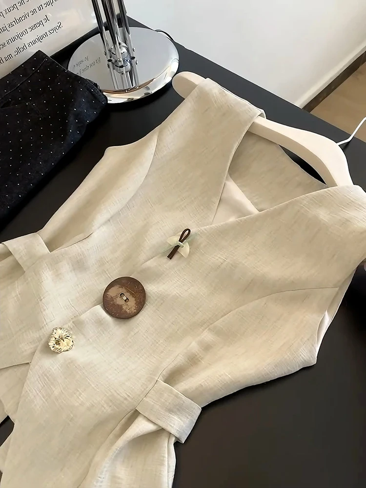 Américain rétro v-ne coupe ajustée taille cintrée ceinturée gilet ex été Faion mince décontracté oulder haut femmes Svel