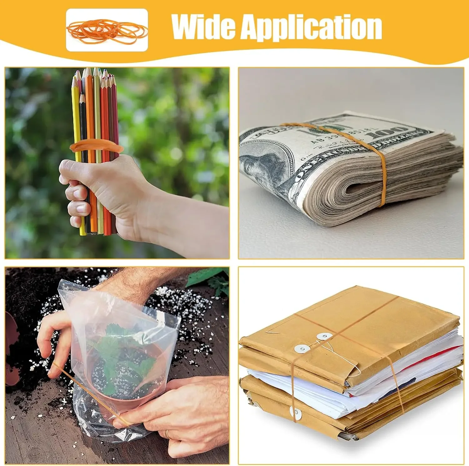 40 مللي متر شريط مطاطي أصفر عالي المرونة أصفر O خواتم مجموعة السحابة أربطة مطاطية قوية مكتب اللوازم المنزلية المدرسية #6