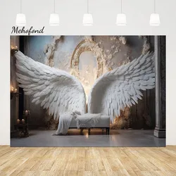 Mehofond Indoor Boho Wings Backdrop for Photography Kids Birthday Party Maternity Angel Wall Decor Background Photozone Props