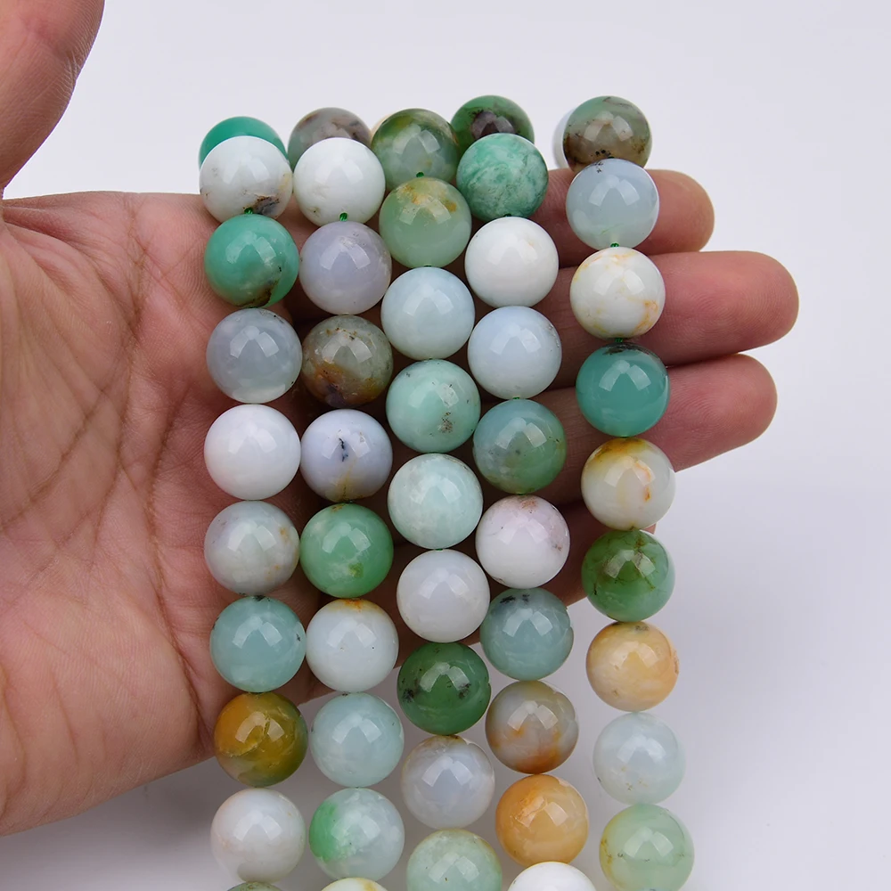 APDGG 14mm Natural Green Chrysoprase Gems Australian Jades Round Stone Loose Beads 15.2