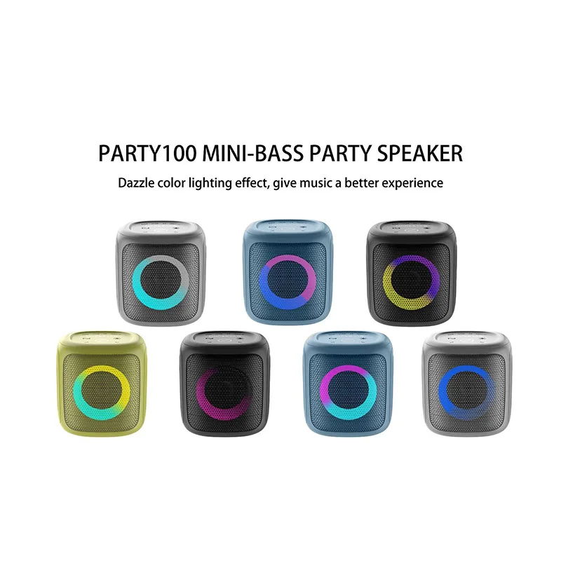 HOPESTAR Party100mini Wireless Bluetooth Speakers Led Light Portable High Power Subwoofer Powerful 2400mah Battery for Computer