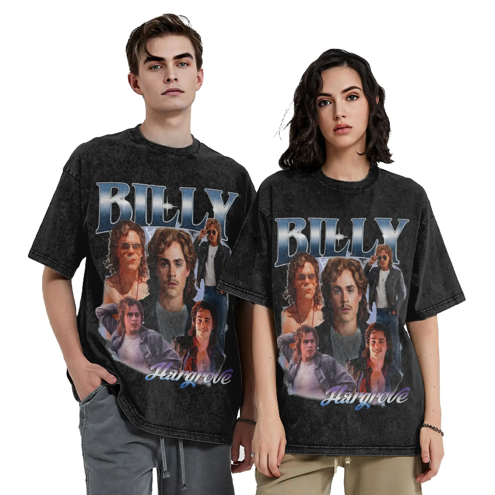 Washed T Shirts Vintage Billy Hargrove Bootleg Hip Hop Fashion T-Shirt Harajuku  Streetwear Printed Tops Tee Shirt Men Women