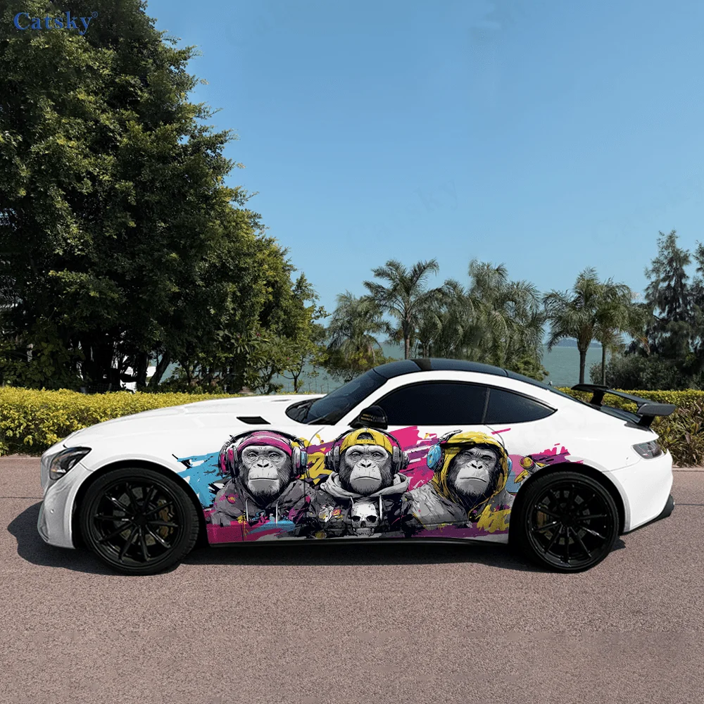 

Одежда обезьяны, красочные автомобильные виниловые наклейки, самоклеящаяся наклейка из ПВХ, подходит для грузовиков, внедорожников, украшения, автоаксессуары, подарок