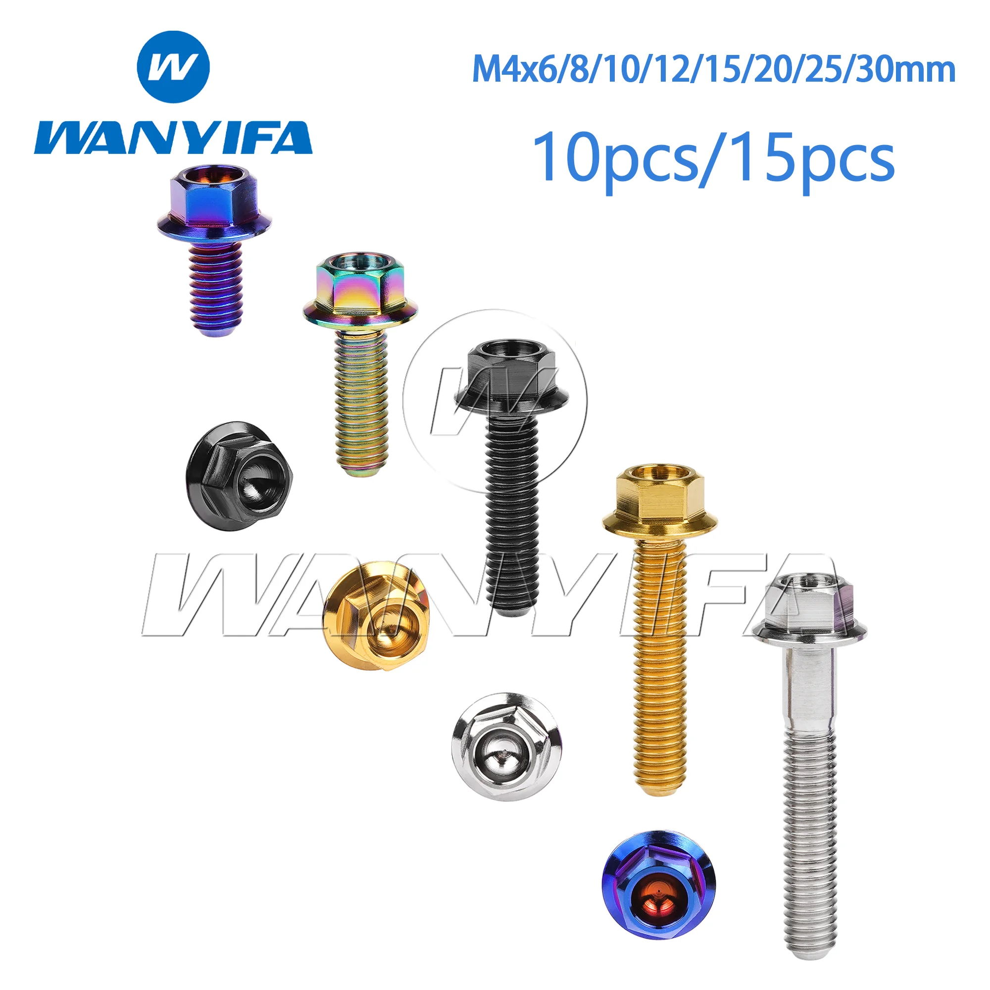 

Wanyifa Titanium Bolts M4x6 8 10 12 15 20 25 30mm Hexagon Head Bolts With Small Flange for Motorcycles And Cars 10/15pcs